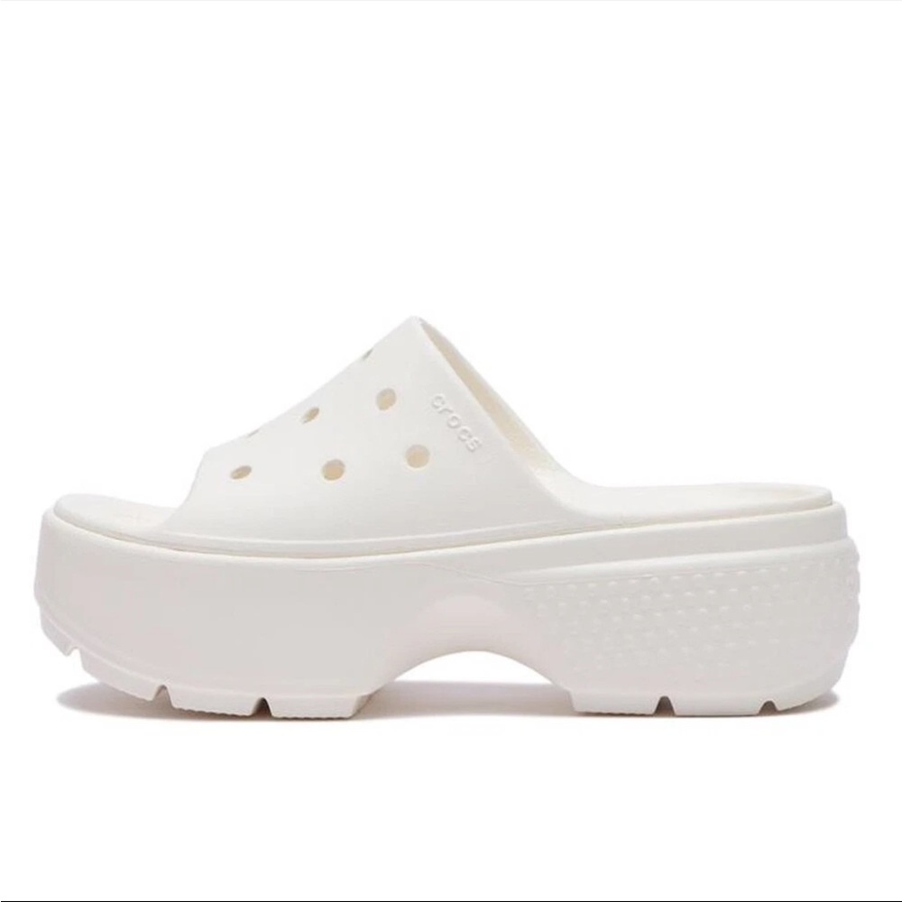 🤍 Crocs Stomp Slide White Platform Clogs women’s size 11 or men’s 9 EUC!